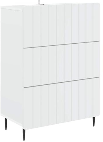 Nusvialune Lådskåp, vit av trämaterial, 66 x 34,5 x 92 cm med 3 lådor, förvaringsutrymme, möbler för vardagsrum, kontor, hall, källare, funktionellt kompakt, mångsidigt för ordning och förvaring