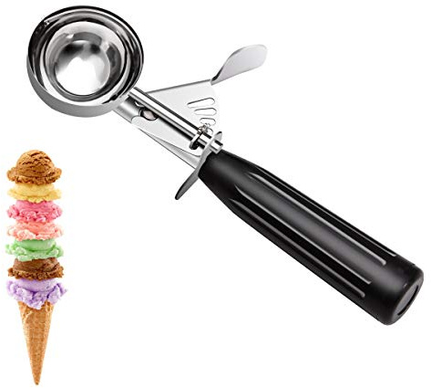 TOPKITCHEN Commercial-Grade Ice Cream Scoop 4 oz, 18/8 Stainless Steel Cookie Scoop with Plastic Handle, Portion Control Disher Scoop for Bakeries, Restaurants & Dessert Shops, #8, Grey