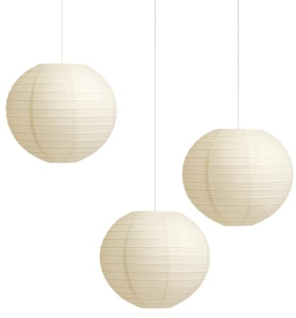 Paper Lanterns Mix Color Packs of 3 Round Paper Lanterns Lampshade (All Ivory/Cream, 8 (20 cm))