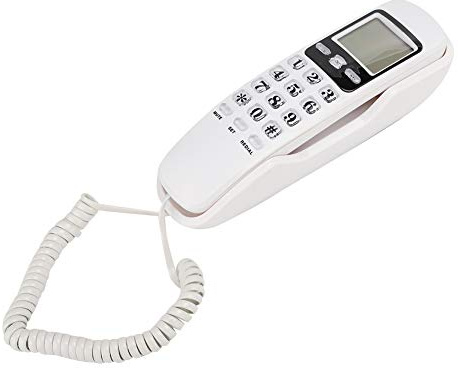 Téléphone Filaire, KX-T888CID FSK et DTMF Système d'affichage Double pour Affichage de l'appelant Téléphone Fixe pour Bureau à Domicile avec écran LCD(Blanc)