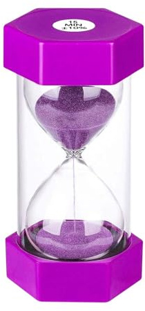 Hourlass Timer 15 Minutes Sand Timer: Plastic Sand Clock 15 Minutes, Small Purple Sand Watch 15 Min, Hour Glass Colorful Sandglass Timer for Kids, Games, Classroom, Kitchen, Decor