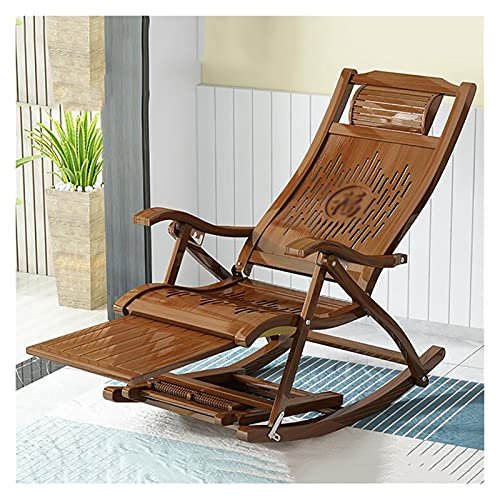 Sedia Sdraio A Dondolo In Legno Lettino Da Sole Pieghevole, Sedia A Dondolo Di Bambù, Casa Portatile Giardino Esterno Reclinabile Anziano Con Pedali Retrattili, Balcone In Legno Balcone Sedia A Dondol