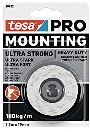 Tesa Mounting PRO Ultra Strong 66792-0000-00 Montageband, 1,5 m x 19 mm, Weiß