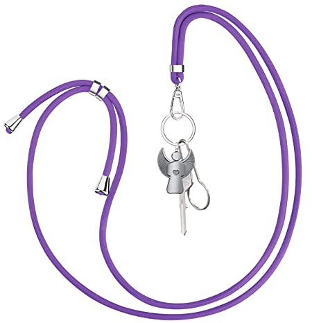 Schlüsselband lang mit Schlüsselring- Lanyard Halskette für Schlüssel-ID-Abzeichen- Einstellbar und schussfähig hängender Umhängeriemen, Dunkelviolett