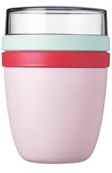Mepal - Lunchpot Ellipse - Praktischer Joghurtbecher & Müslibecher - Unterteilung für Joghurt & Müsli - Geeignet für Gefrierschrank, Mikrowelle & Spülmaschine - 500 ml + 200 ml - Strawberry Vibe