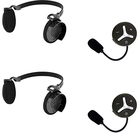 @tec BuddyChat Duo - Preisvorteil-Set mit 2X Bluetooth® Headset Module und 2X Flexibler Nackenbügel-Halterung - Gegesprechanlage (Intercom/Freisprechanlage) mit Reichweite bis 1km
