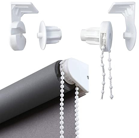 Child Safe Roller Blind Fittings - 25mm Plastic Spare Replacement Repair Kit with Beaded Chain for Curtain Rods and Blackout Brackets