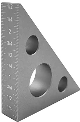 Right Angle Ruler, 45 n 90 Degree Small Aluminum Alloy Triangle Ruler with Both Imperial and Metric Scales Machinist Carpenter's Square Measuring Tool for DIY Woodworking Workshop Table and Miter Saw