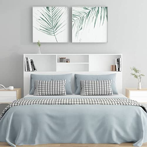 Tidyard Testiera con Contenitore, Testiera Letto con Libreria Bianco 160x19x103,5 cm