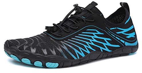 AONETIGER Chaussures Aquatiques Homme Femme Chaussures d'eau Léger Respirant Chaussures Pieds Nus Séchage Rapide Antidérapant Surf Chaussures de Nager Plongée(Noir Bleu,42EU)