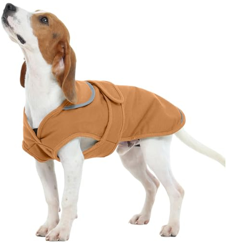 Kuoser Hundemantel Wasserdicht für kleine Hunde, Wintermantel Hund, Braun S | Hundemantel Winter mit Reißverschluss, Klettverschluss & Reflektorstreifen, Hundejacke für kleine, mittelgroße & große Hunde