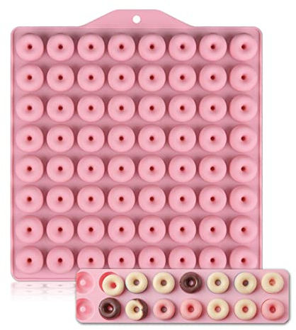 WishesMar Stampo Silicone per Cioccolato Forma di Mini Ciambelle Rotonde Extra Piccole - Anti-Aderente Riutilizzabile Stampi in Silicone per Caramelle Cioccolatini Praline Decorazione di Torte