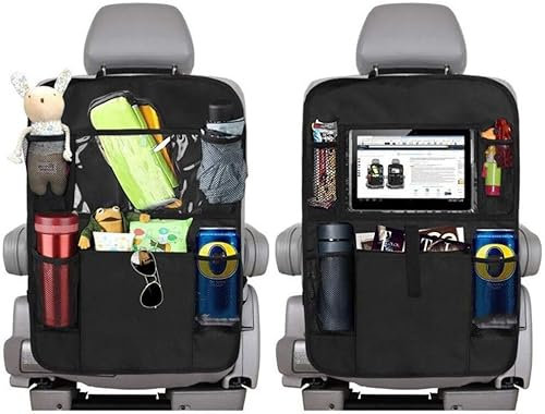 Autositz Tablet Halter Tasche | Organizer mit Ablagefächern | Auto Organizer für Rücksitz | Autositzbezug für Kinder | Universal | Schwarz