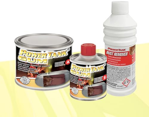 POWER TANK Gum Tankbehandlung für Motorrad (8/10 Liter), Set klein 350 g, für Innentanks, entfernt Rost, schützt Rost, Motorrad, Vespa, Ciao, Scooter mit Rostschutz