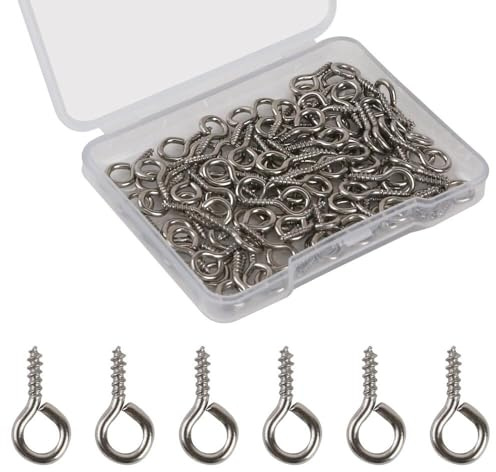 KAKULO Viti a occhiello, ganci a occhiello, resistenti, con anello chiuso, per legno, montaggio a parete, supporto per amaca, uso interno ed esterno (100 pezzi, 15 mm)