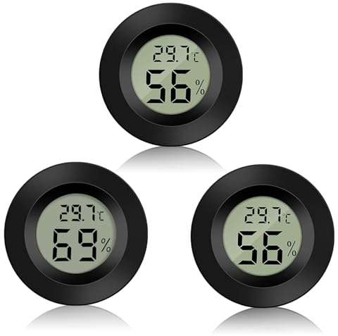 Funmo 3 PCS Mini Hygrometer Thermometer, Mini Digital Hygrometer Gauge Indoor Thermometer, Digital Hygrometer Thermometer for Humidifiers Greenhouse Reptile Plant Humidors -50°C~+70°C