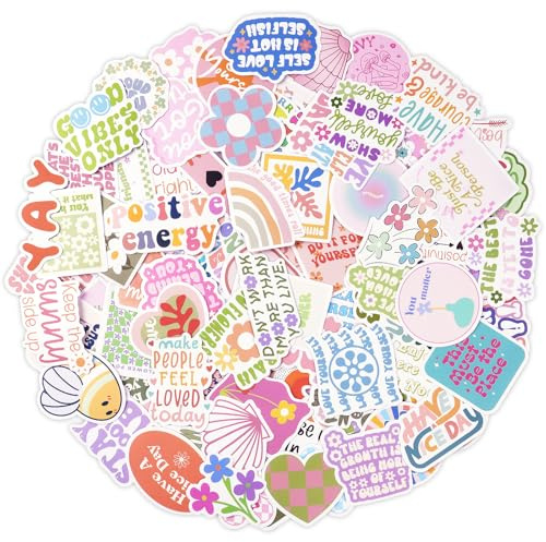 Vicloon Aufkleber für Kinder, 100 Motivationsaufkleber, Wasserfeste Aaufkleber für Erwachsene und Kinder, wasserfeste Vinylaufkleber für Computer, Telefon, Auto, Aufkleber und Abziehbilder (Rosa)