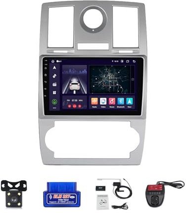 For Chrysler 300C 1 2004-2011 Android12 In Dash Double DIN Car Stereo,Wireless CarPlay & Wireless Android Auto, 9 IPS Touchsreen BT 5.0/GPS/SWC/FM AM Radio/RDS/DAB/HD Live Rearview/OBD 2 (Size : M50