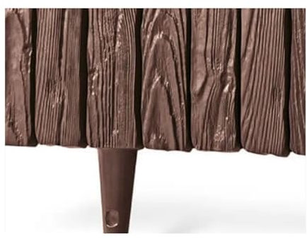 2.32 Meters Lawn Edging Brown Plastic Palisade Wood Effect - 7.61ft Garden Edge Border - Ground Fence for Lawn, Flower Plants and Patio