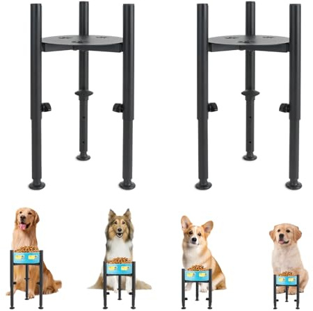 QUMENEY 1 pieza de soporte para tazón de perro con estampado de patas 4 altura ajustable 15-25 cm de ancho tazón de perro individual soporte para tazón con nombre para mascotas