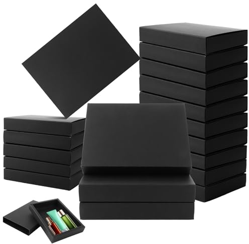 YAYODS 20er Set Geschenkboxen Schwarz - 18x13x3 cm Innenmaß - Kraftpapier Schubladenbox mit Schiebehülle für DIY Basteln, Hochzeit & Geschenkverpackungen