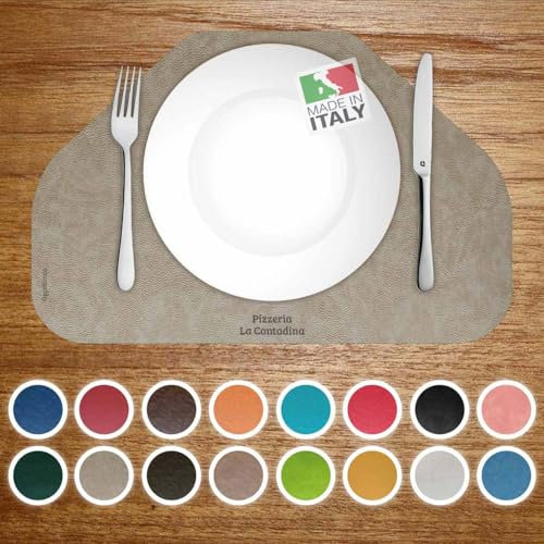 OGGETTANDO: SET 12 pz personalizzabili tovagliette lavabili americane tovagliette ecopelle lavabile antimacchia, per casa, cucina, ristorante, hotel ZEN (Beige pelle, 12pz - S)