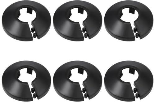 SGERUFZ 6 Stück Heizungsrohr Rosette, Heizungsrohr Abdeckung, Rohrabdeckung, Abdeckrosetten, Heizung, Verkleidung, Heizkörper Rosetten (16MM) (Schwarz)