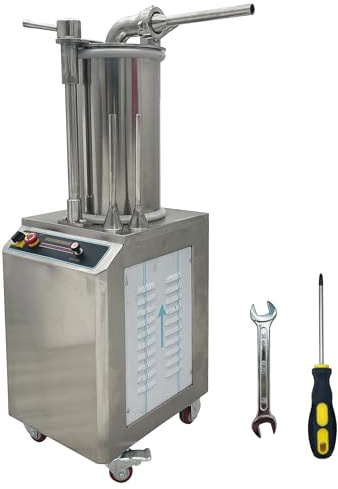 Yokoma Electric Sausage Stuffer Machine, Stainless Steel Automatic Sausage Maker Meat Filling Machine Hydraulic Meat Filler 15L Capacity with 3 Sizes Stuffing Tubes for Commercial and Home Use