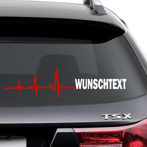 Rakelfix Herzschlag mit deinem Wunschtext personalisierbar Größe Farbe Name Aufkleber Größe/Farbe ANPASSBAR Sticker Autoaufkleber Decal
