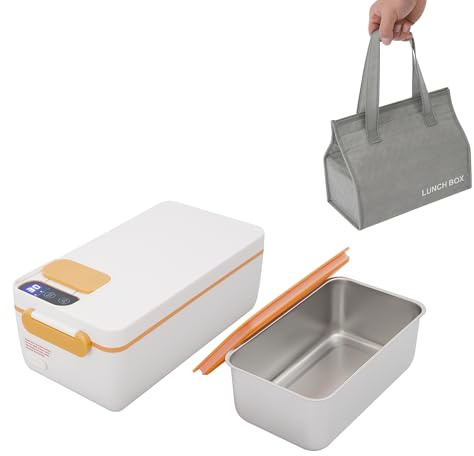 Fiambrera eléctrica calefactable, aislada y con pantalla LED 40 W, 1 L, tiempo de calentamiento ajustable, para camiones, familia y camping, 23 x 12,5 x 9,5 cm (naranja)