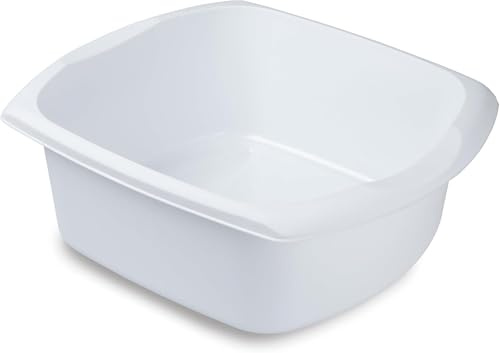 Aurora Night Rectangular Bowl – 9.5L Durable Plastic Washing Up Bowl for Kitchen, Home & Utility Use – Easy Grip Handles (White)
