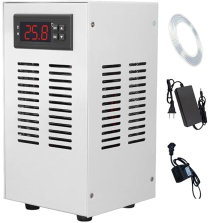 HpLNDas 72w Aquarium Chiller, 20L Small Aquarium Water Chiller, Water Cooler with Pump and Hose, Digital Display, Quiet Design Hydroponic Cooling System for hydroponics, Coral Reef, Fresh & Salt