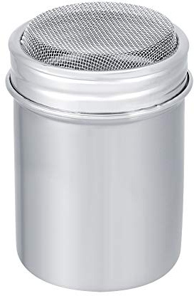 Haofy Powder Shaker, Stainless Steel Chocolate Sprinkler for and Cocoa Powder, Multifunctional Duster with Fine-Mesh Lid, Easy to, Small and Easy to Hold, Dusting (304 Large concave net)