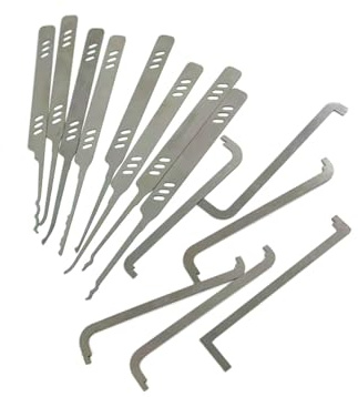 QiDAi 14 strumenti per grimaldelli con chiave di tensione, gancio singolo per sblocco adatto per nuclei di blocco europei (solo strumenti)