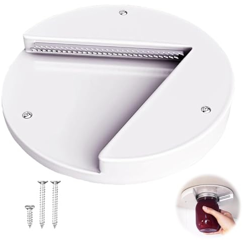 Raheem Round Under Cabinet Jar Opener Heavy Duty Lid & Bottle Opener Effortless Twist Off Durable No-Drill Installation Space Saving Kitchen Tool Easy Grip Non-Slip Ideal for Seniors & Weak Grip