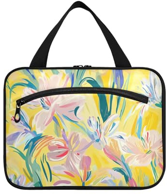 Sacs à suspendre pour peinture à l'huile de lys avec crochet, sac de maquillage matelassé essentiel pour femme, camping estuche de maquillaje para Mujer L