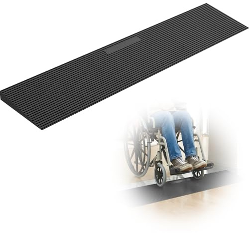 1.2 Rise Rubber Threshold Ramp for Doorways, 35.4 Wide, 3306 LBS Load Capacity Wheelchair Ramp - Cuttable Non-Slip Rubber Ramp, Secure and Stable for Curbs, Wheelchairs, Walkers and Scooters