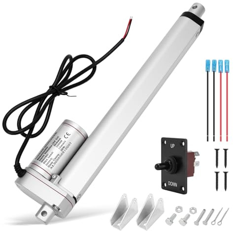 WODHMIEY 1500N Linearantrieb,100/150/200/250/300/450 mm DC 12V Elektrozylinder Set mit manuellem Schalter IP65 10 mm/s Hubmotor für Fensteröffner Sofas Pflegebetten Türen Gewerbe DIY Auto Möbel 250mm