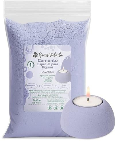 Gran Velada - Cemento per figure Lavanda 5 kg | Calcestruzzo a colori bicomponente | Asciugatura rapida 24h | Calcestruzzo Lavanda per Vasi di fiori, portacandele e decorazioni fai da te