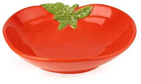 Carousel Home Tomato Shaped Bowl | 22cm Red Tomato Serving Dish for Salad Pasta | Ceramic Vegetable Bowl