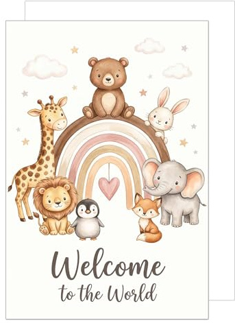 Edition Seidel Premium XXL biglietto di nascita con busta. Biglietto di auguri formato DIN A4 con testo in inglese per neonato benvenuto welcome (34699 A4-E1004)