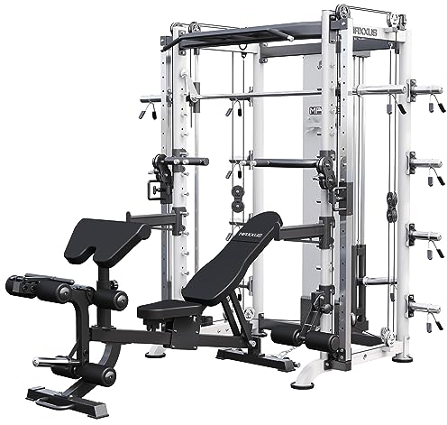 MAXXUS Multipresse Smith Power Pro - mit Hantelbank, Langhantelstange, Dip Station, Klimmzug, Latzug, Kabelzug, Duplex, Rudern, Beincurl - Kraftstation, Multifunktionales Power Rack, Cage, Home Gym