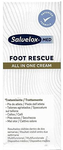 Salvelox ® | Foot Rescue All in 1 Cream | Crema con fuere efecto hidratante para tratamiento combinado de pie de atleta, callosidades, talones agrietados, pies secos y mal olor | 100 ml
