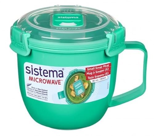Sistema Lot de 2 petites tasses à soupe, au micro-ondes, 565 ml, sans BPA, menthe/bleu/violet