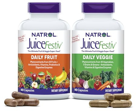 Natrol JuiceFestiv, Vitamins and Supplements for Nutrition & Well-Being, Antioxidants for Cellular Health, 90 Capsules (2-Count), Up to a 45 Day Supply