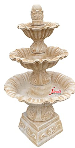 Fanuli Manufatti Cemento Fontana Anzio in Cemento Bianco e Polvere di Marmo per Giardino, 165 x 80 cm