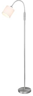meineWunschleuchte Steh-leuchte mit Flexarm & Stoffschirm in Weiß | Höhe 130cm, mit E14 LED, stufenweise dimmbar, kleine Stehlampe zum lesen, klassisches Design, für Wohnzimmer neben Sofa