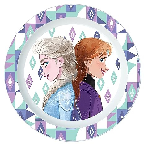 p:os 35922 - Frozen La Reine des Glaces Assiette pour Enfants, diamètre env. 22 cm, Assiette en Plastique réutilisable, incassable, Plate, Mulitcoloured