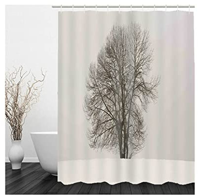 Skcess Duschvorhang Waschbar Grau, Polyester Duschvorhang Wasserdicht AST Ohne Blätter Anti Schimmel Duschvorhang 165x180CM