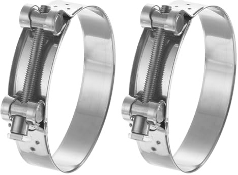 sourcing map 2Pcs T-Bolt Hose Clamp Working Range 98-103mm 304 Stainless Steel Intake Intercooler Clamps Adjustable Tube Clamps for Tubes Pipes